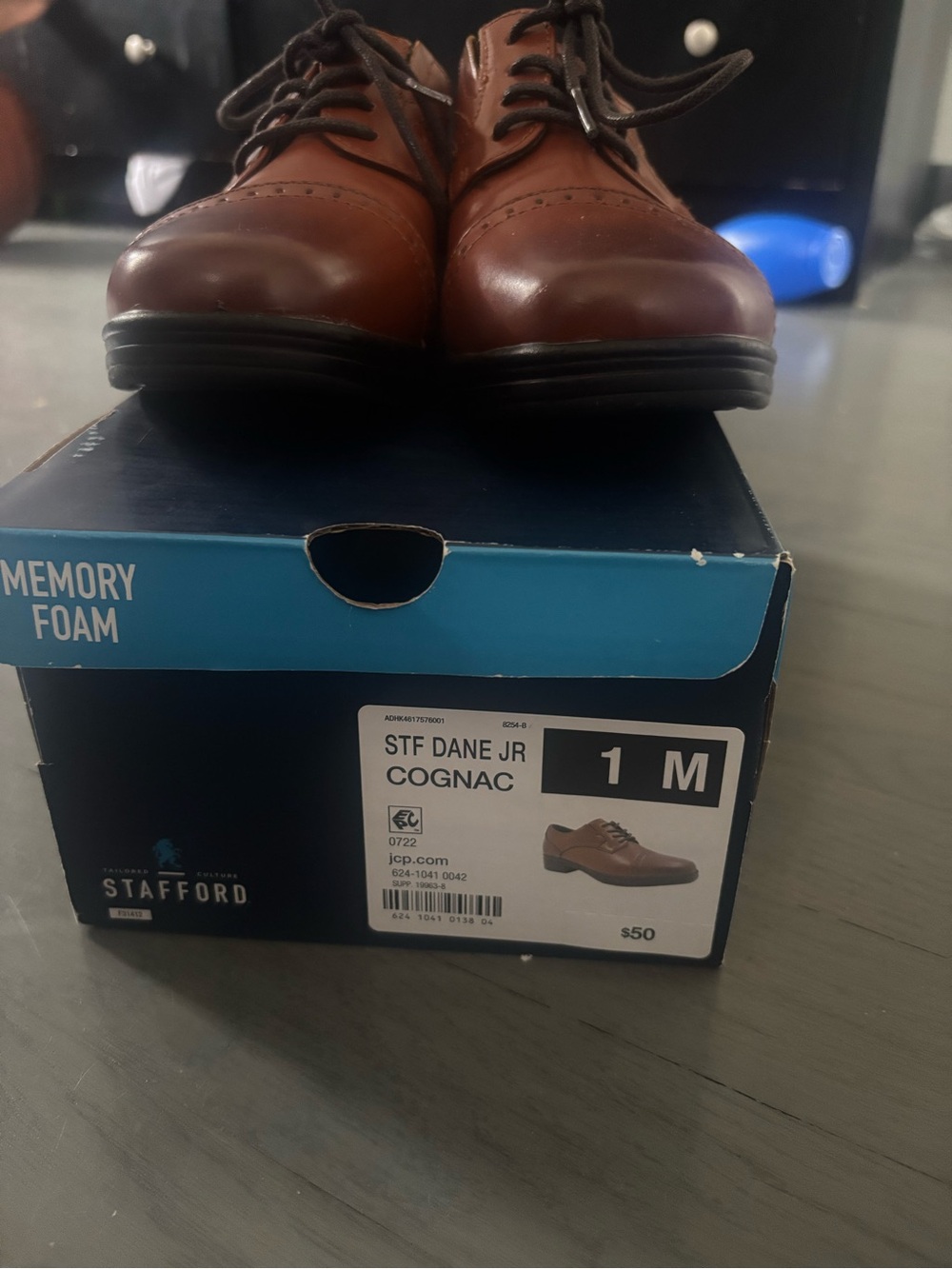 Stafford Kids Dress Shoes in Cognac Brown